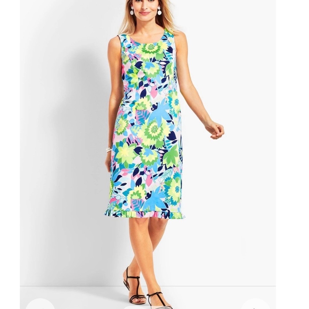 Talbot Island Floral Sateen Sleeveless Sheath Dress Size 8 PETITE Colorful